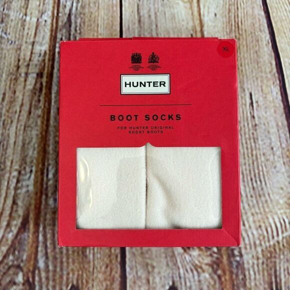 Hunter Recycled Fleece Boot Sock Short White NWT in Box Size XL - Picture 2 of 5
